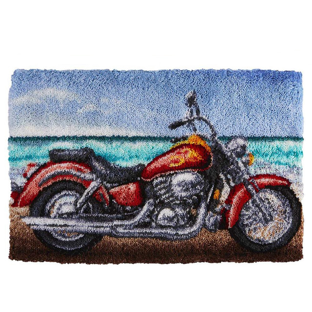 DIY Latch Hook Rugs Kits for Adults Beginners Kids Children with Pattern  Printed Motorcycle Canvas Rug